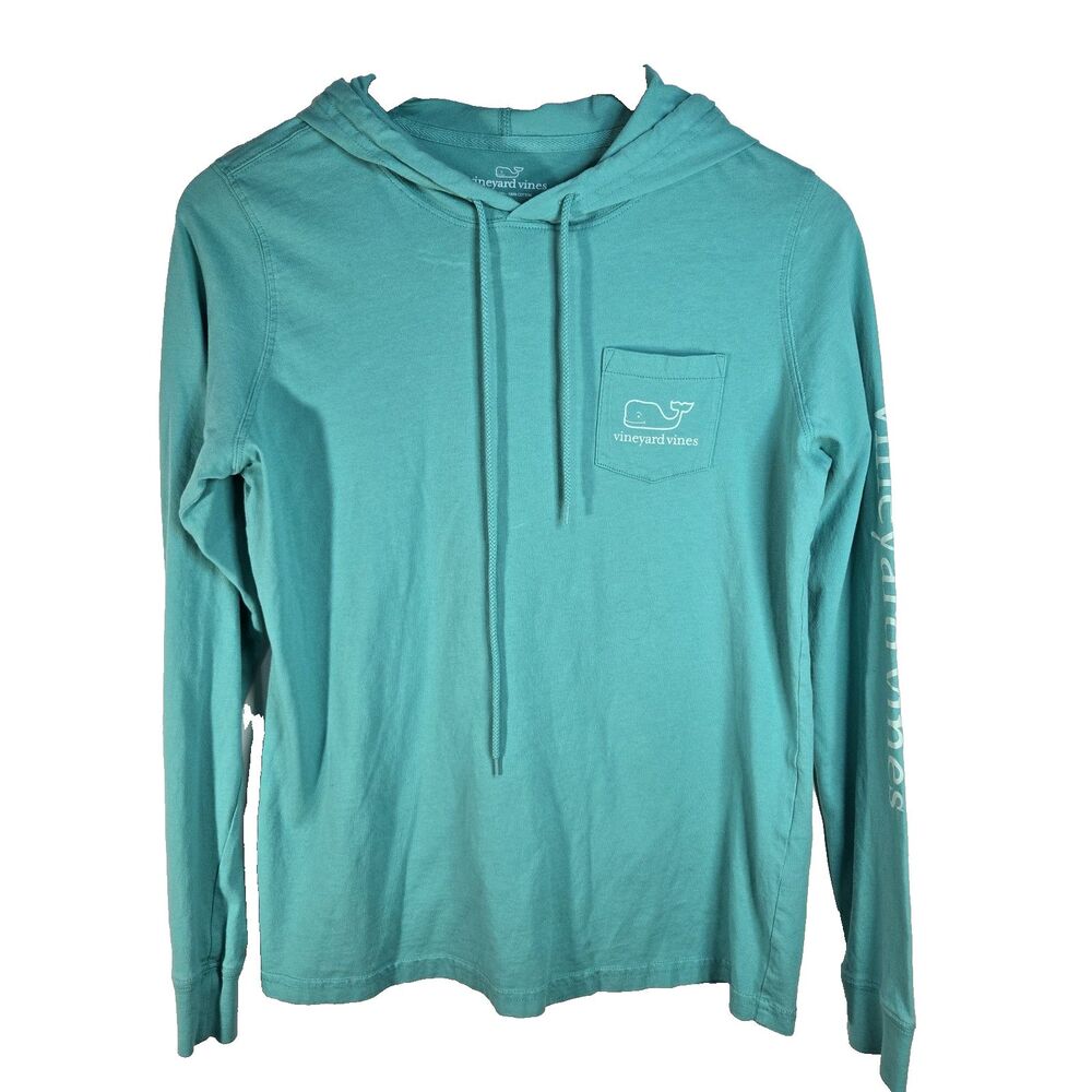 Vineyard Vines Green Long Sleeve Logo Hooded Shirt Womens Small